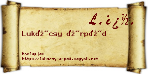 Lukácsy Árpád névjegykártya